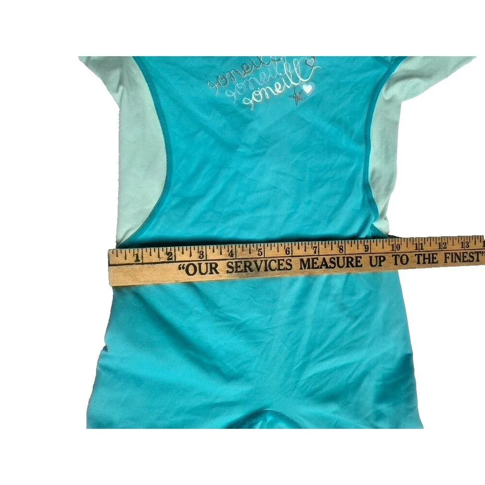 O'Neill Kids Teal Short Fit Zip Back 50+UV Block Rashguard Swimsuit Beach- Sz 3T